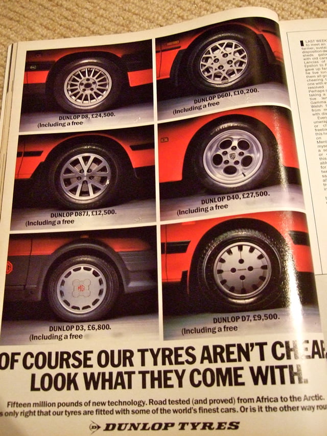 Dunlop Tyres ad - Car Magazine September 1986