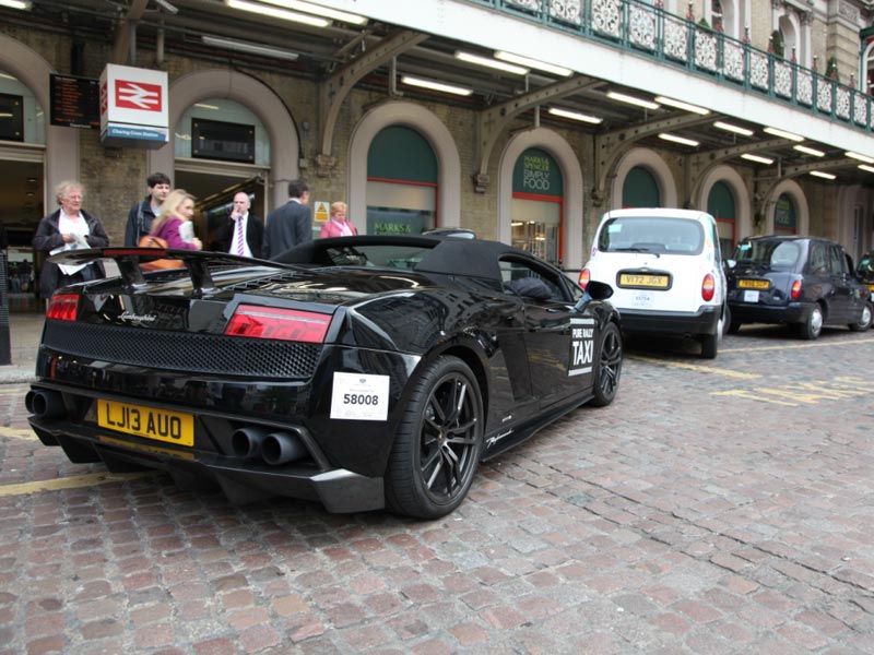 Rear of Lamborghini Gallardo taxi in London