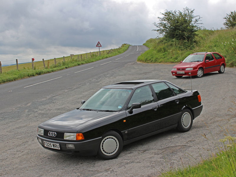 Audi 80 and Citroen ZX 16v on B3081