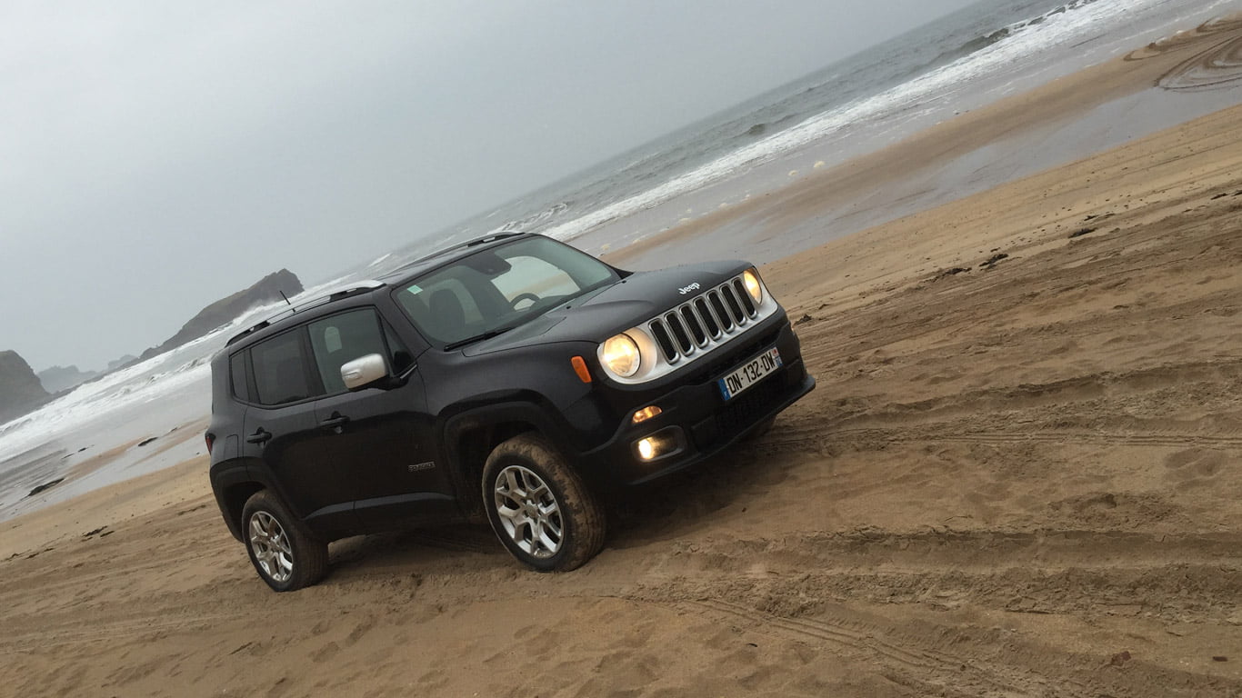 Jeep Renegade on the beach