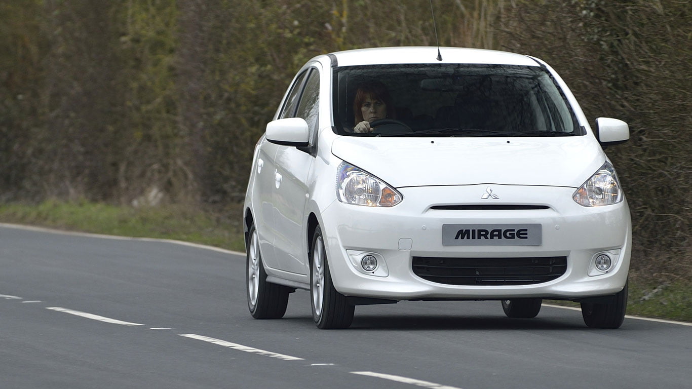 White Mitsubishi Mirage